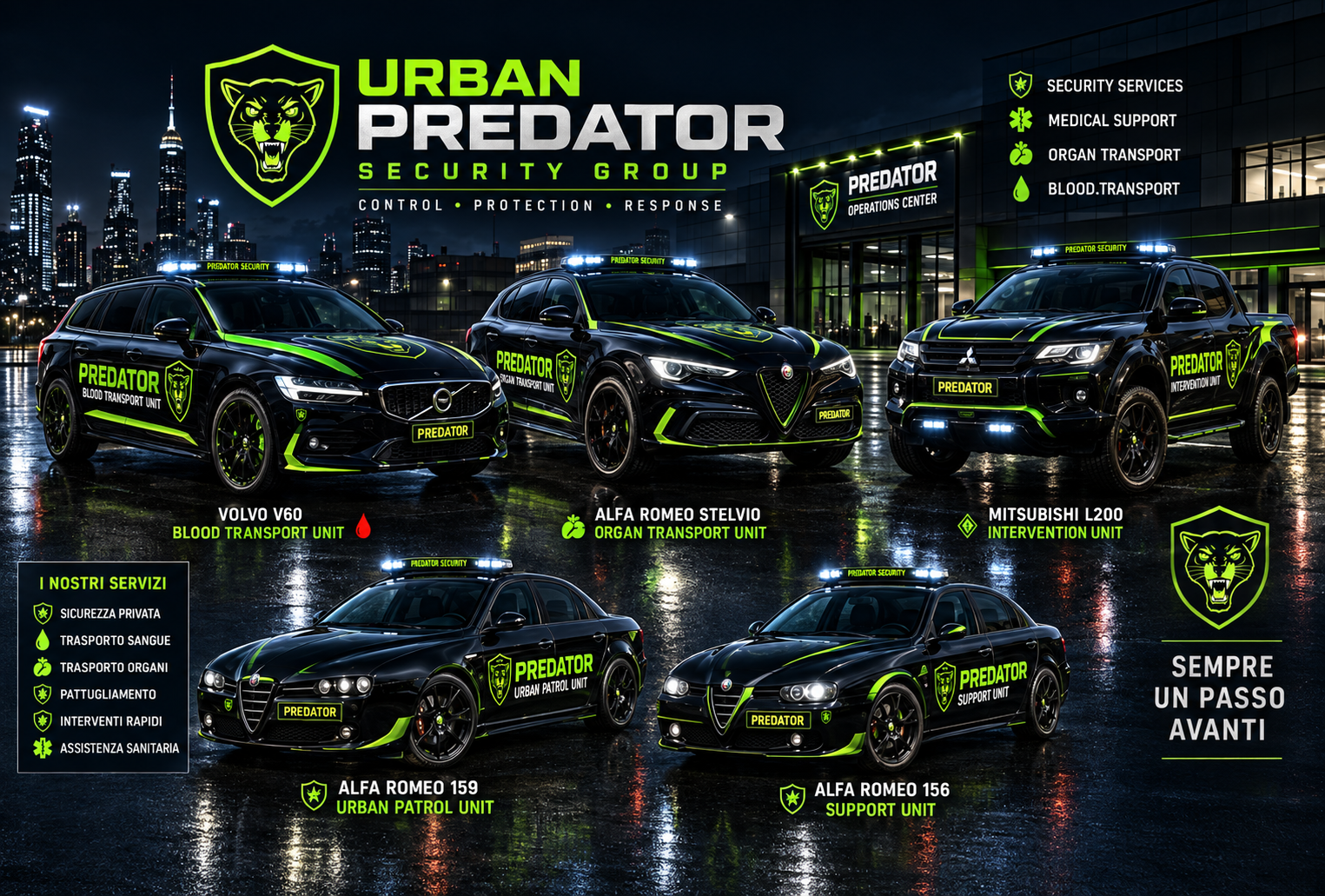 Concept della flotta coordinata Urban Predator
