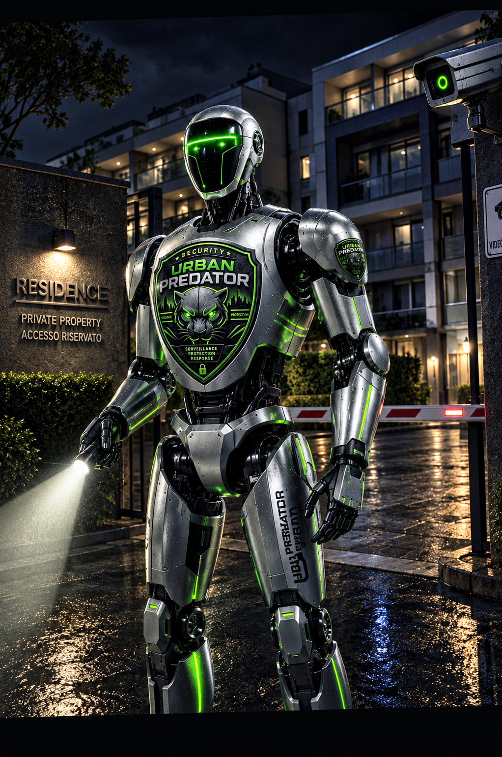Concept tecnologico Urban Predator in un'area residenziale